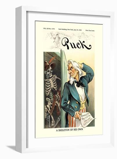 Puck Magazine: A Skeleton of His Own-null-Framed Art Print