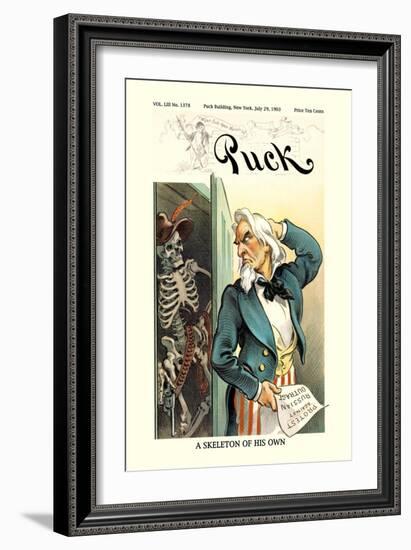 Puck Magazine: A Skeleton of His Own-null-Framed Art Print