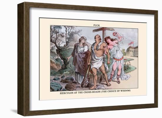 Puck Magazine: Hercules at the Cross-Roads-null-Framed Art Print