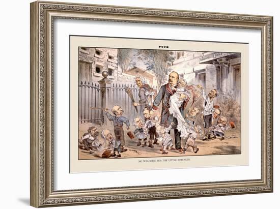 Puck Magazine: No Welcome for the Little Stranger-Eugene Zimmerman-Framed Art Print