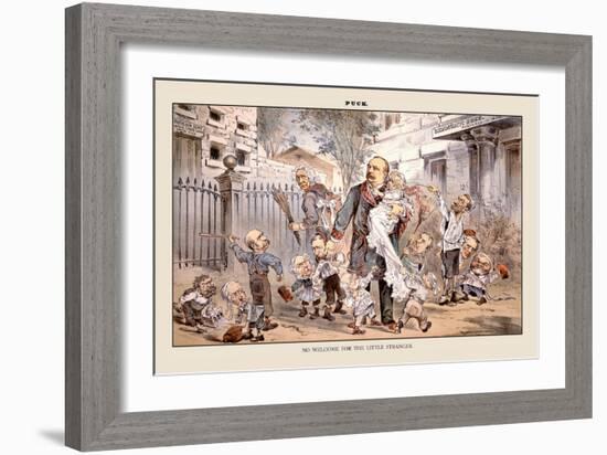 Puck Magazine: No Welcome for the Little Stranger-Eugene Zimmerman-Framed Art Print