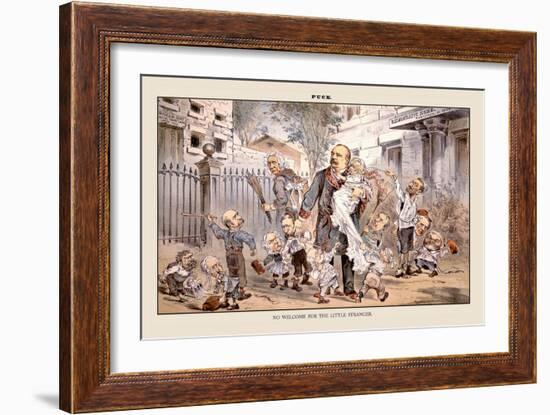 Puck Magazine: No Welcome for the Little Stranger-Eugene Zimmerman-Framed Art Print