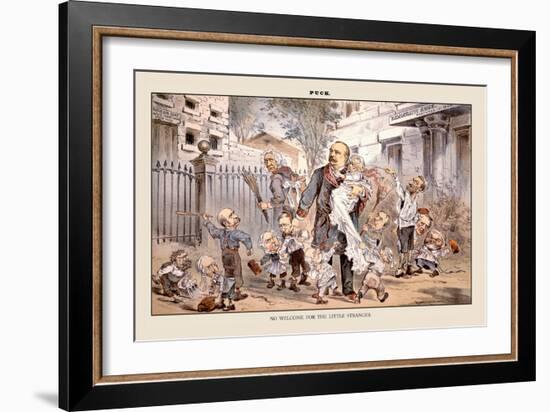 Puck Magazine: No Welcome for the Little Stranger-Eugene Zimmerman-Framed Art Print