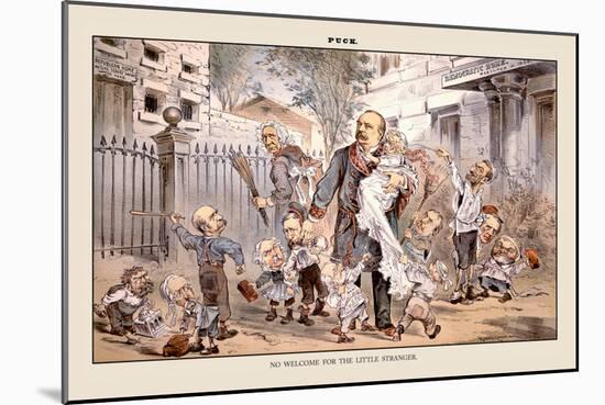 Puck Magazine: No Welcome for the Little Stranger-Eugene Zimmerman-Mounted Art Print