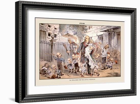 Puck Magazine: No Welcome for the Little Stranger-Eugene Zimmerman-Framed Art Print