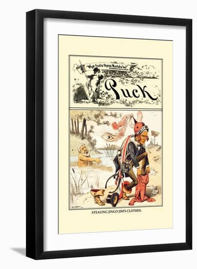 Puck Magazine: Stealing Jingo Jim's Clothes-Frederick Burr Opper-Framed Art Print