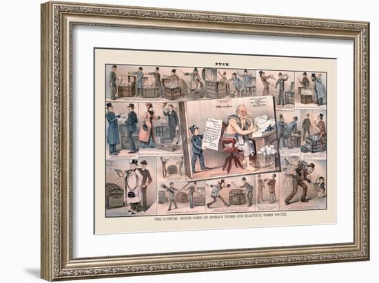 Puck Magazine: The Custom-House Code of Morals-Frederick Burr Opper-Framed Art Print