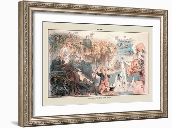 Puck Magazine: The Old and the New Year-Joseph Keppler-Framed Art Print