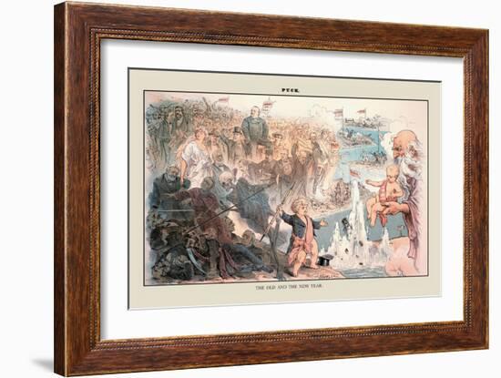 Puck Magazine: The Old and the New Year-Joseph Keppler-Framed Art Print