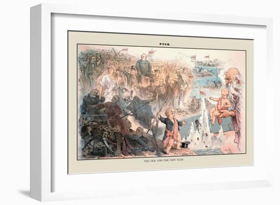 Puck Magazine: The Old and the New Year-Joseph Keppler-Framed Art Print