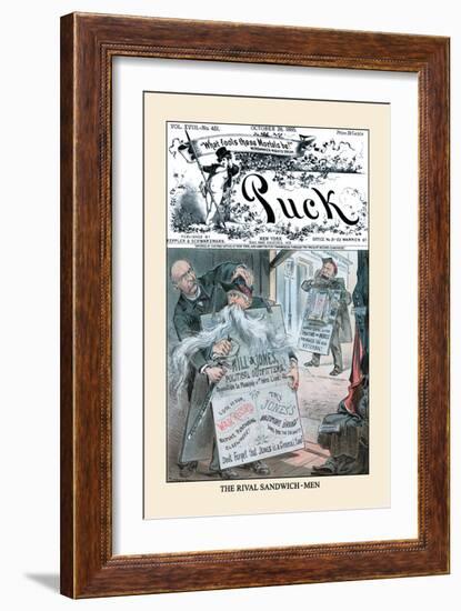 Puck Magazine: The Rival Sandwich-Men-Eugene Zimmerman-Framed Art Print