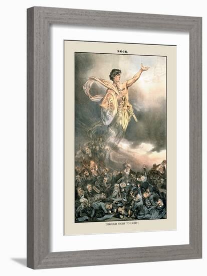 Puck Magazine: Through Night to Light-Joseph Keppler-Framed Art Print