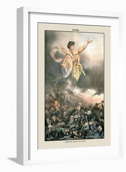 Puck Magazine: Through Night to Light-Joseph Keppler-Framed Art Print