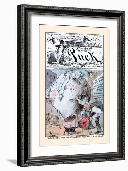 Puck Magazine: Too Far Gone, John!-Eugene Zimmerman-Framed Art Print