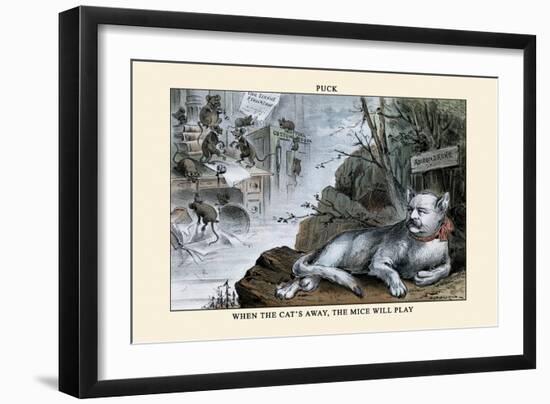 Puck Magazine: When the Cat's Away, The Mice Will Play-Eugene Zimmerman-Framed Art Print