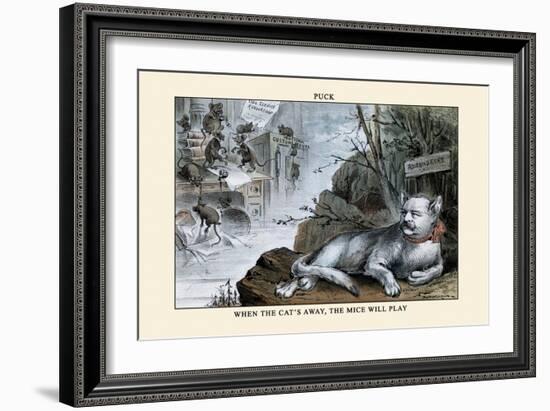 Puck Magazine: When the Cat's Away, The Mice Will Play-Eugene Zimmerman-Framed Art Print