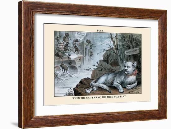 Puck Magazine: When the Cat's Away, The Mice Will Play-Eugene Zimmerman-Framed Art Print