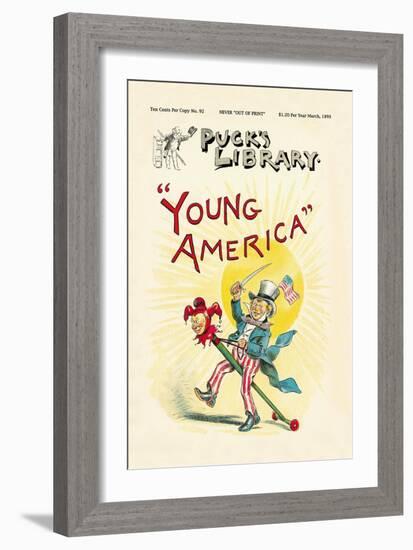 Puck's Library: Young America-Frederick Burr Opper-Framed Art Print