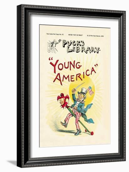 Puck's Library: Young America-Frederick Burr Opper-Framed Art Print