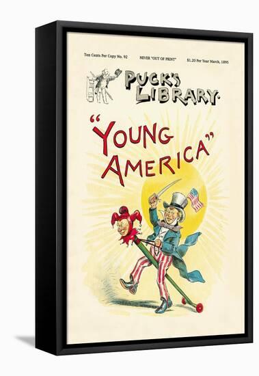 Puck's Library: Young America-Frederick Burr Opper-Framed Stretched Canvas