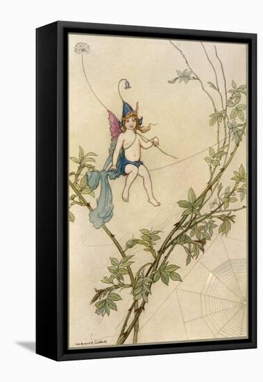 Puck Seated on a Spider's Thread-Warwick Goble-Framed Premier Image Canvas