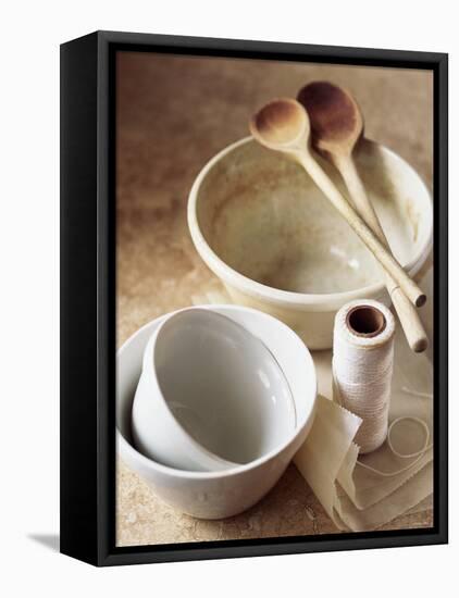 Pudding Basins, Wooden Spoons, Kitchen String, Baking Parchment-Michael Paul-Framed Premier Image Canvas