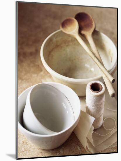 Pudding Basins, Wooden Spoons, Kitchen String, Baking Parchment-Michael Paul-Mounted Photographic Print