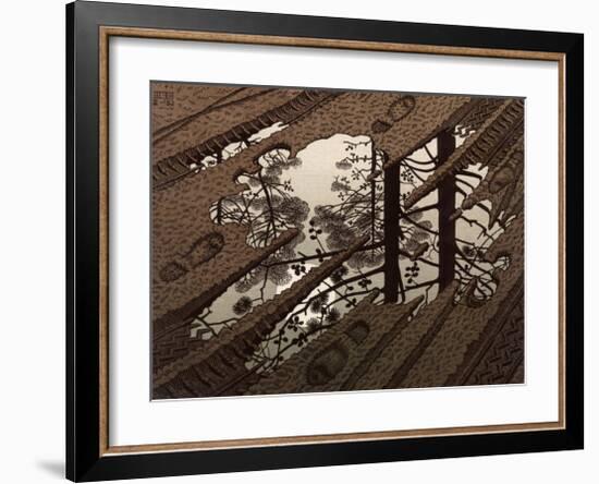 Puddle-M^ C^ Escher-Framed Art Print