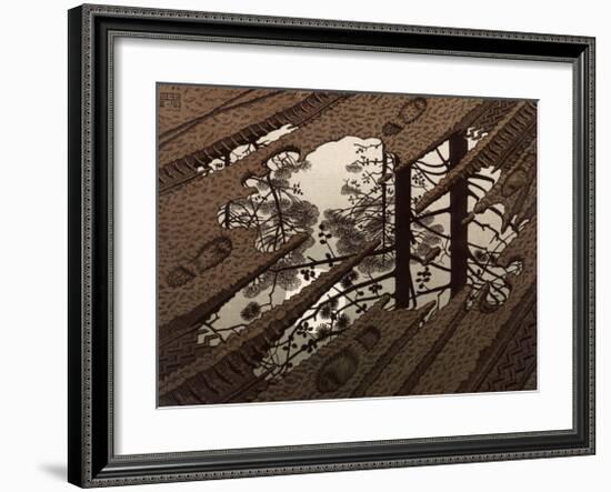 Puddle-M^ C^ Escher-Framed Art Print