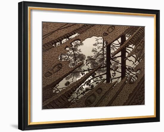 Puddle-M^ C^ Escher-Framed Art Print