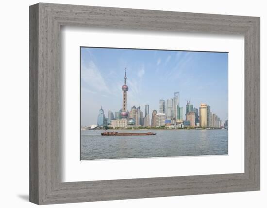 Pudong District Skyline with Shipping on the Huangpu River, Shanghai, China-Michael DeFreitas-Framed Photographic Print