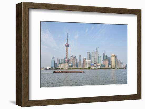 Pudong District Skyline with Shipping on the Huangpu River, Shanghai, China-Michael DeFreitas-Framed Photographic Print