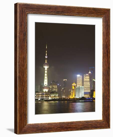 Pudong Financial District and Oriental Pearl Tower across the Huangpu River, Shanghai, China, Asia-Amanda Hall-Framed Photographic Print