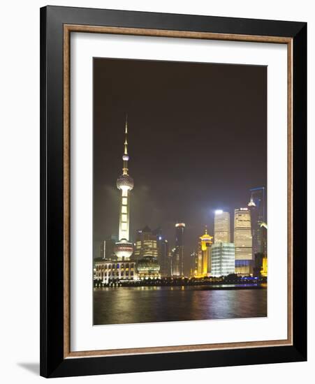 Pudong Financial District and Oriental Pearl Tower across the Huangpu River, Shanghai, China, Asia-Amanda Hall-Framed Photographic Print