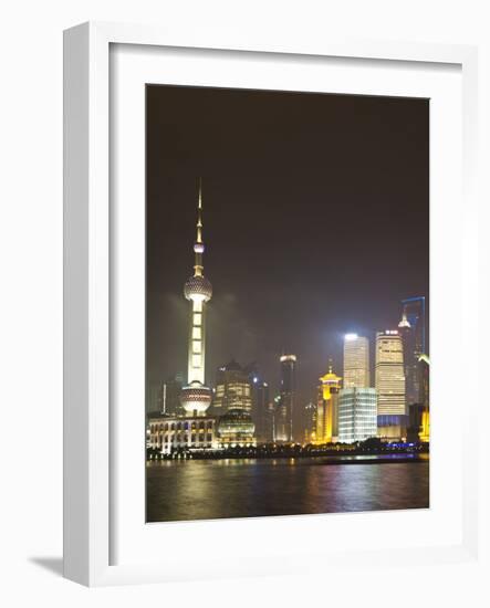 Pudong Financial District and Oriental Pearl Tower across the Huangpu River, Shanghai, China, Asia-Amanda Hall-Framed Photographic Print