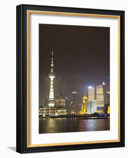 Pudong Financial District and Oriental Pearl Tower across the Huangpu River, Shanghai, China, Asia-Amanda Hall-Framed Photographic Print