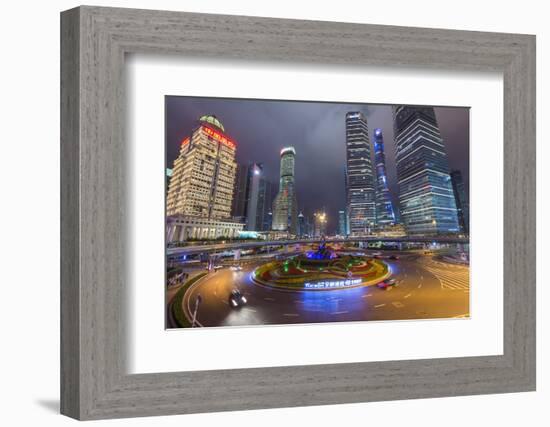 Pudong Financial District at Night, Shanghai, China, Asia-G & M Therin-Weise-Framed Photographic Print