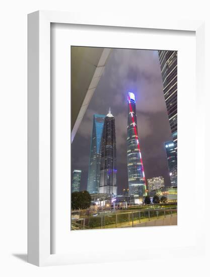 Pudong Financial District at Night, Shanghai, China, Asia-G & M Therin-Weise-Framed Photographic Print