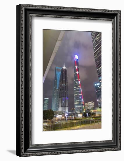 Pudong Financial District at Night, Shanghai, China, Asia-G & M Therin-Weise-Framed Photographic Print