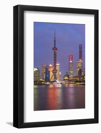 Pudong Financial District Skyline at Night, Shanghai, China, Asia-G & M Therin-Weise-Framed Photographic Print