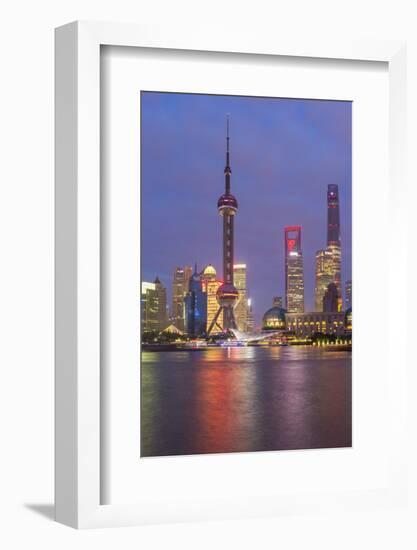 Pudong Financial District Skyline at Night, Shanghai, China, Asia-G & M Therin-Weise-Framed Photographic Print