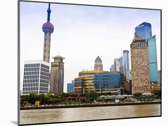 Pudong Skyline across the Huangpu River, Oriental Pearl Tower on Left, Shanghai, China, Asia-Amanda Hall-Mounted Photographic Print