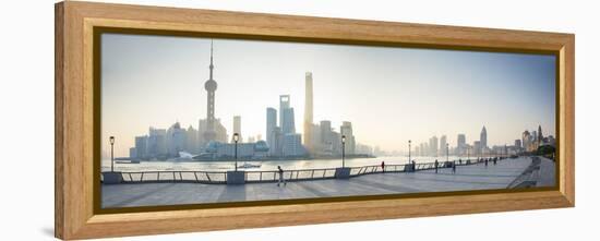 Pudong Skyline across the Huangpu River, the Bund, Shanghai, China-Jon Arnold-Framed Premier Image Canvas