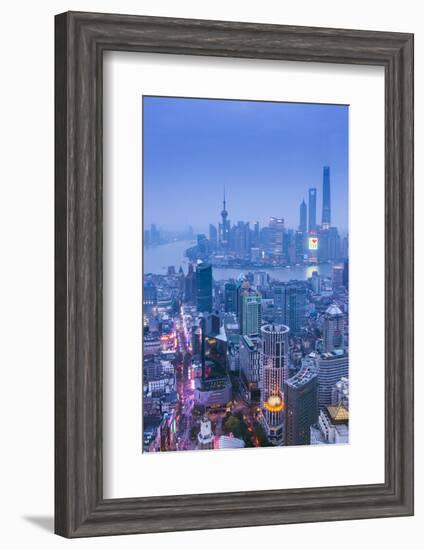 Pudong Skyline and East Nanjing Road, Shanghai, China-Jon Arnold-Framed Photographic Print