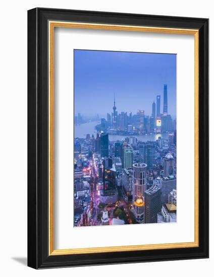 Pudong Skyline and East Nanjing Road, Shanghai, China-Jon Arnold-Framed Photographic Print