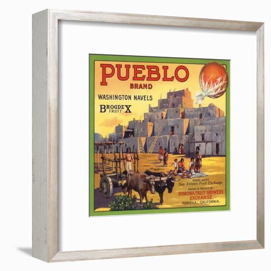 Pueblo Brand - Upland, California - Citrus Crate Label-Lantern Press-Framed Art Print