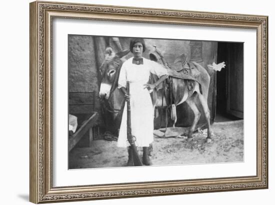 Pueblo Girl and Burro, 1900-American Photographer-Framed Photographic Print