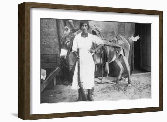 Pueblo Girl and Burro, 1900-American Photographer-Framed Photographic Print