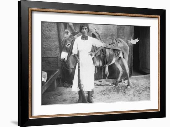 Pueblo Girl and Burro, 1900-American Photographer-Framed Photographic Print