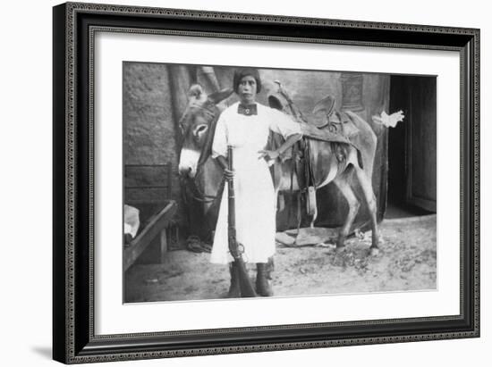 Pueblo Girl and Burro, 1900-American Photographer-Framed Photographic Print